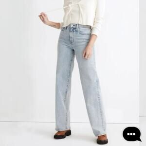 Madewell Superwide-Leg Raw Cut Hem Jeans NG344 Hollyhurst Wash Women's Size 26